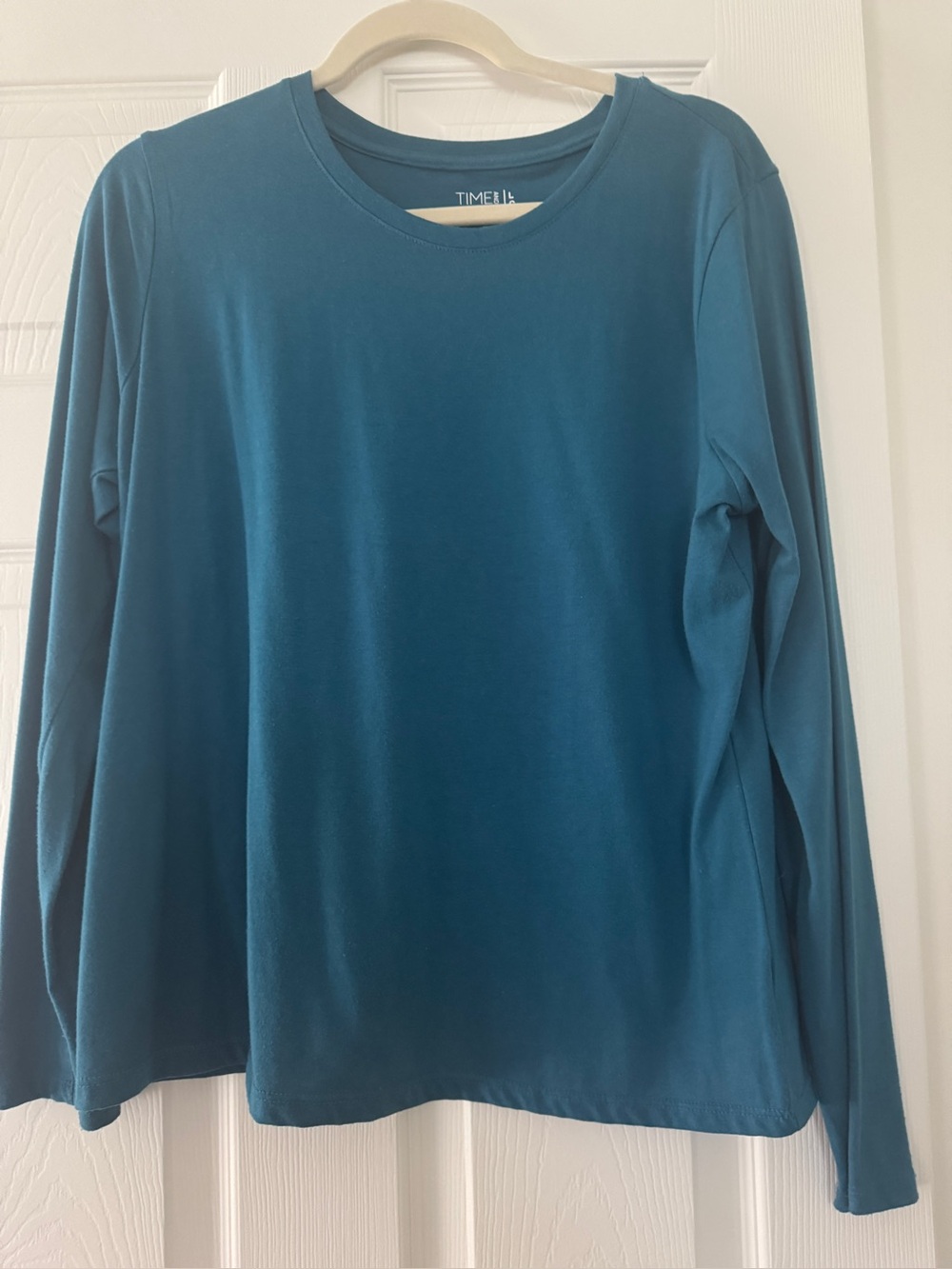 Time and Tru Ladies Long-Sleeve Crew Neck Shirt - Teal
